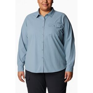 Columbia PFG Wild Cast Long Sleeve Shirt Women's XXL Blue Omni-Wick Omni-Shade